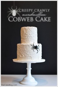 Creepy Crawly Marshmallow cobweb cake by The Cake Blog